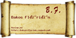 Bakos Flórián névjegykártya
